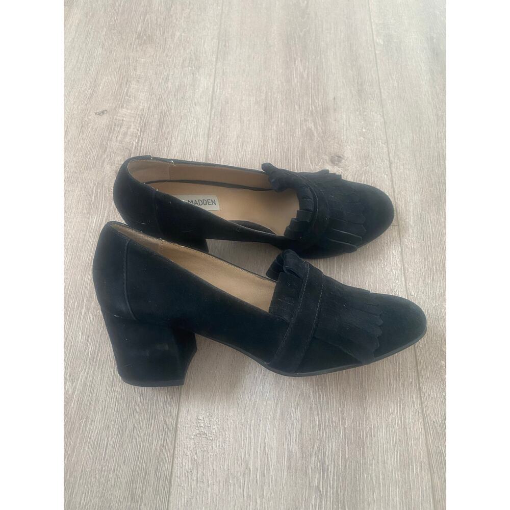 Steve Madden Kate Black Suede Block Heel Pump Size 8